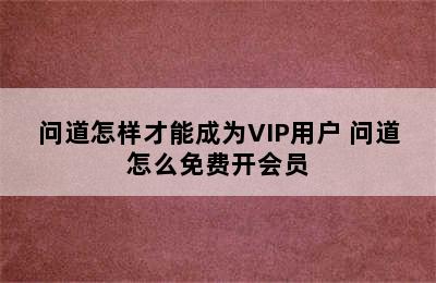 问道怎样才能成为VIP用户 问道怎么免费开会员